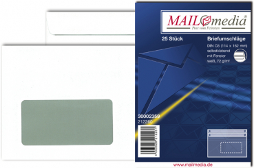 Briefhüllen C6 mF/sk weiß 25er-Pack 72g