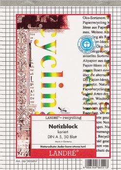 Notizblock, kariert 5 mm, A5, 60g/m², RC, 50Bl.