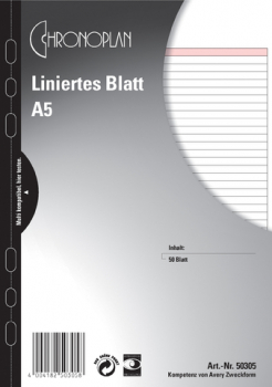 Chronoplan A5, Liniertes Blatt, 50Bl