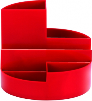 Rundbox 6-Fächer rot m. Brief- und Zettelfach Ø 14cm, Höhe 12,5cm