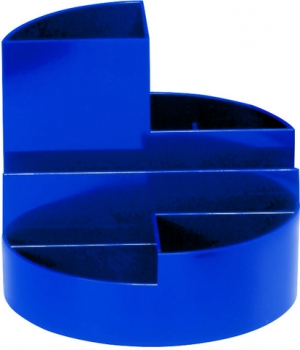 Rundbox 6-Fächer blau m. Brief- und Zettelfach Ø 14cm, Höhe 12,5cm