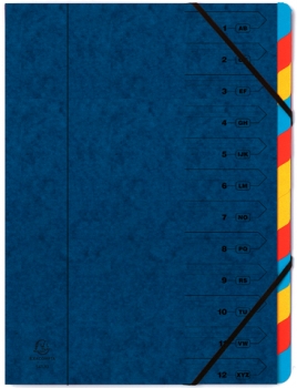 Eckspanner, 12 Fächer, Manilakarton, Eckspanngummi, A4, blau