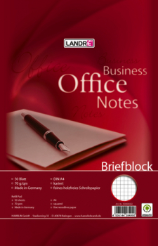 Briefblock Office, kariert, 2f.Loch., A4, 70g/m², hf, 50 Blatt