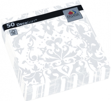 Serviette DecoSoft® Victorian, Tip-to-Tip, quadr., 40x40cm, weiß