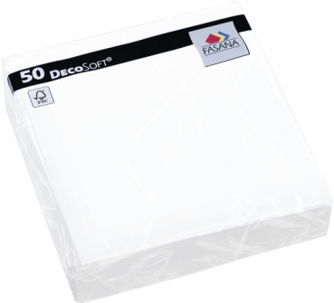 Serviette DecoSoft® Uni, Tip-to-Tip, 1/4 Falz, quadr., 40x40cm, weiß