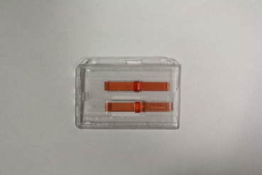 Ausweishalter ID 38 D, quer, transparent, für 2 Ausweise, Schieber rot