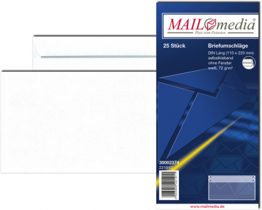 Briefumschlag DL, ohne Fenster, SK, 75 g/qm, weiß, 25 Stück