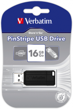 USB-Stick 16GB Pin Stripe 67x mit Schiebemechanismus Verbatim