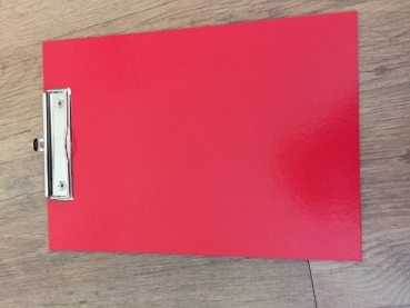 Schreibplatte, PP, Klemme kurze Seite, A4 hoch, rot