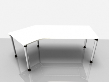 Abgewink.Tisch li. Rialto Pro, 2.170x800/1.000x680-820mm, weiß