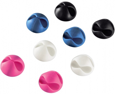 Kabelclip Candy, Kunststoff, schwarz/weiß/pink/blau