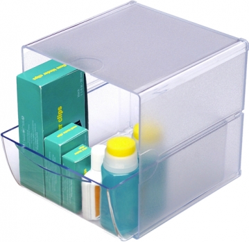 Schreibtischorganizer Cube, mit 1 Schublade, PS, farblos, glasklar